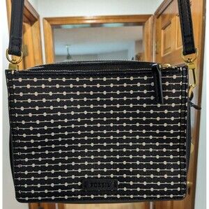 FOSSIL Campbell Crossbody Black Stripe Purse Adjustable Strap